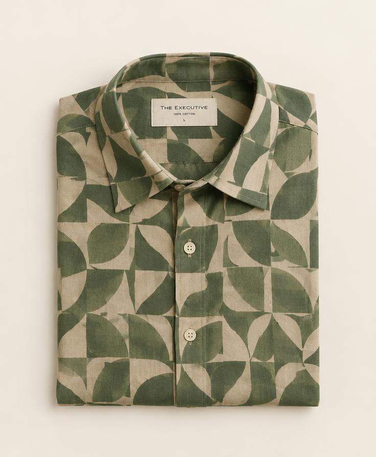 Chemise imprimée en coton · Motif géométrique